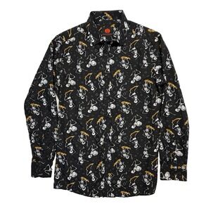 Simon Banks Men's Black Medium Skelton Skateboarding Button Down
